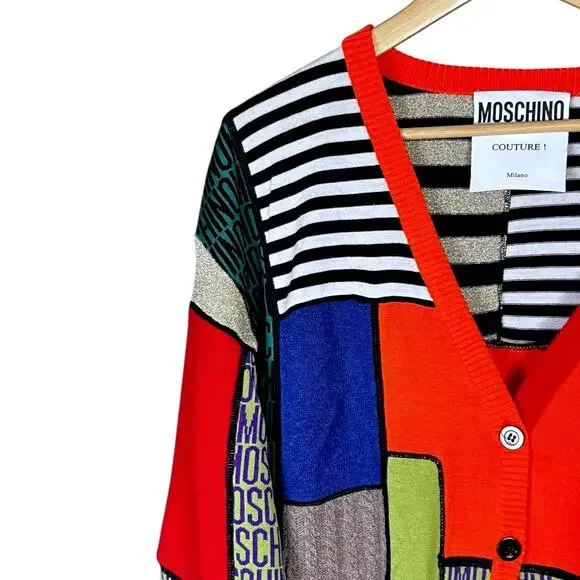 Moschino Couture Jeremy Scott US 6 Patchwork Wool Cardigan Sweater - Picture 4 of 14